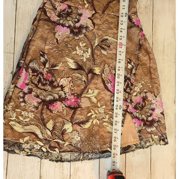 Free People Last Call Embellished Beaded Shimmer Lace Mini Dress XS Fairy Femini - Picture 6 of 10